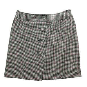 Ann Taylor Loft Windowpane Plaid Skirt Womens Size 4P 4 Button Side Zip